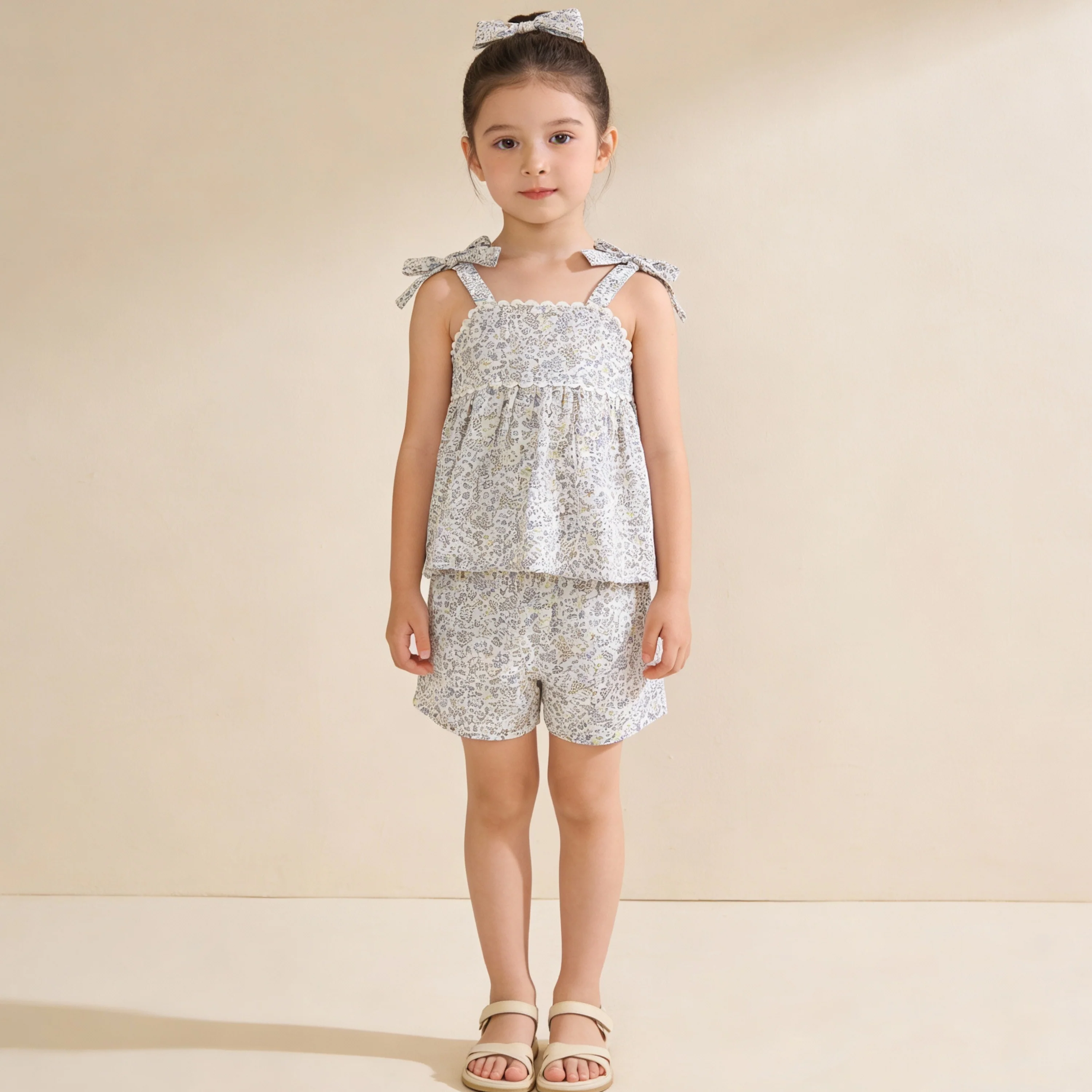 Organic Tie Up Top & Shorts Set - Tulle Floral - Image 3