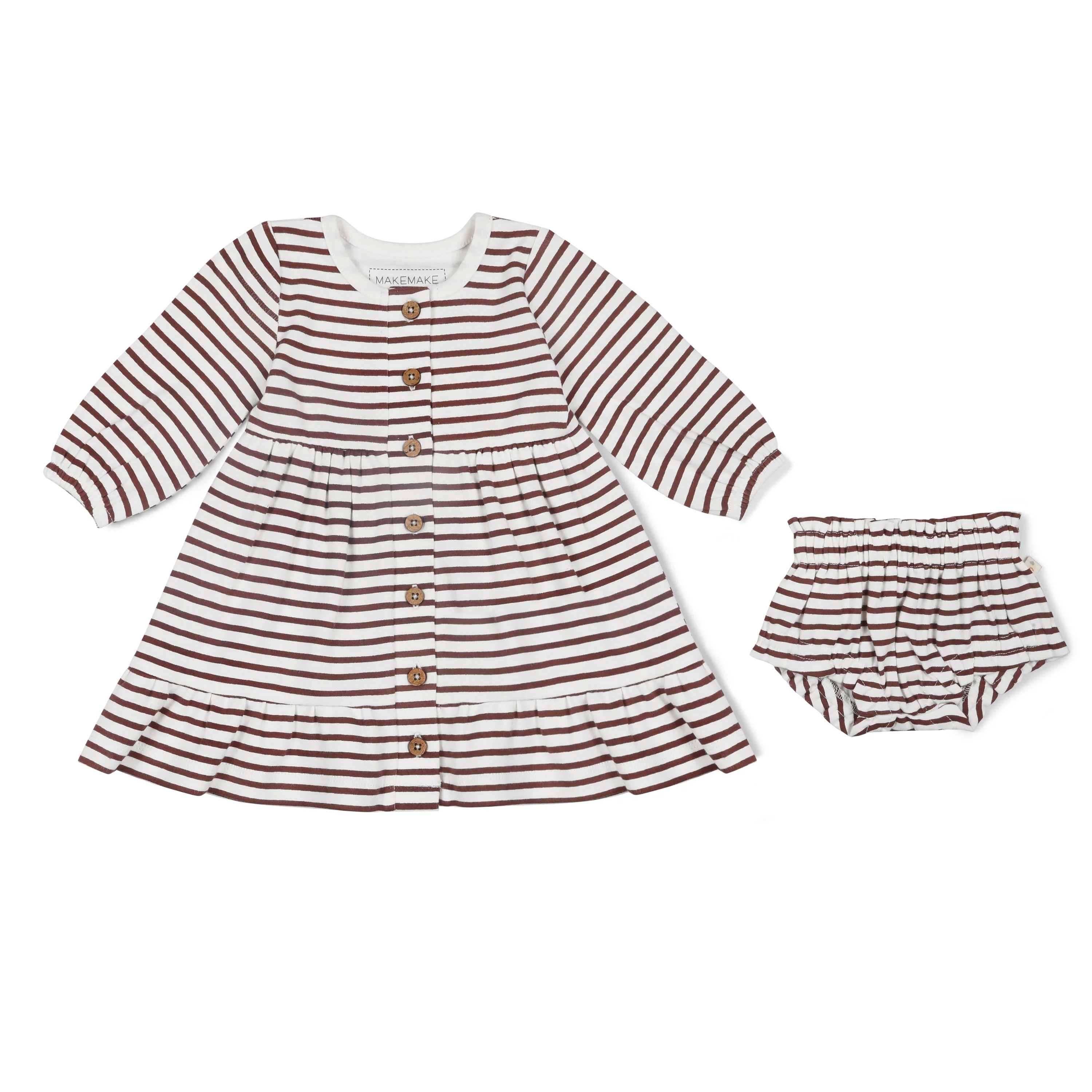 Organic Tiered Dress - Plum Stripes - Image 4