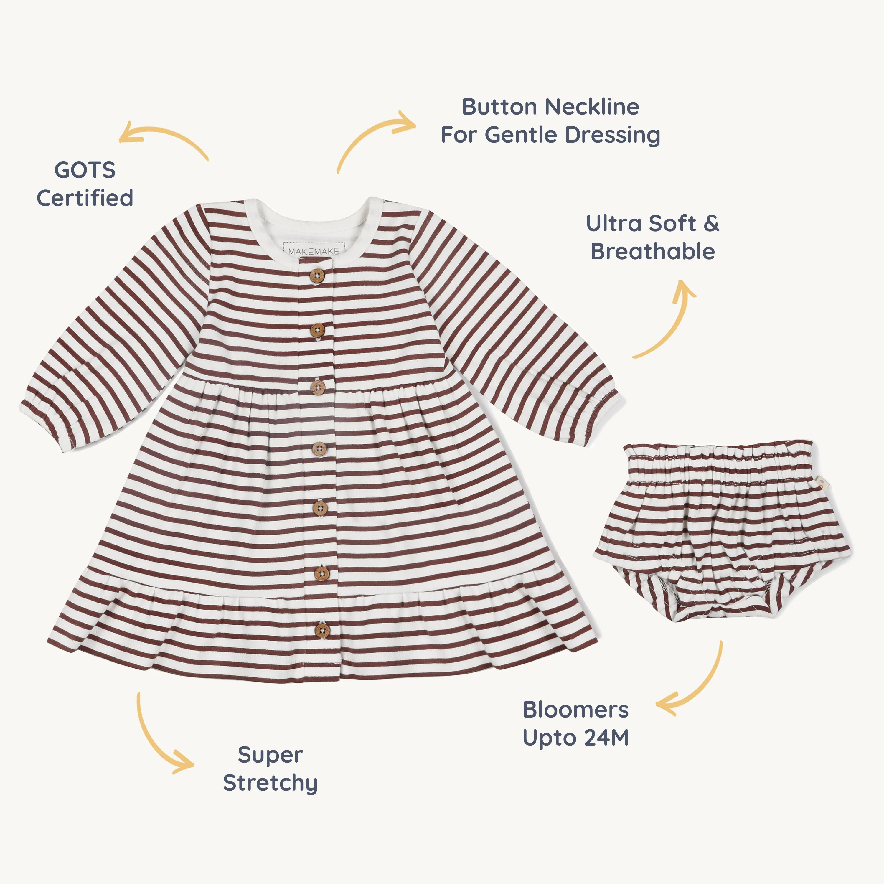 Organic Tiered Dress - Plum Stripes - Image 5
