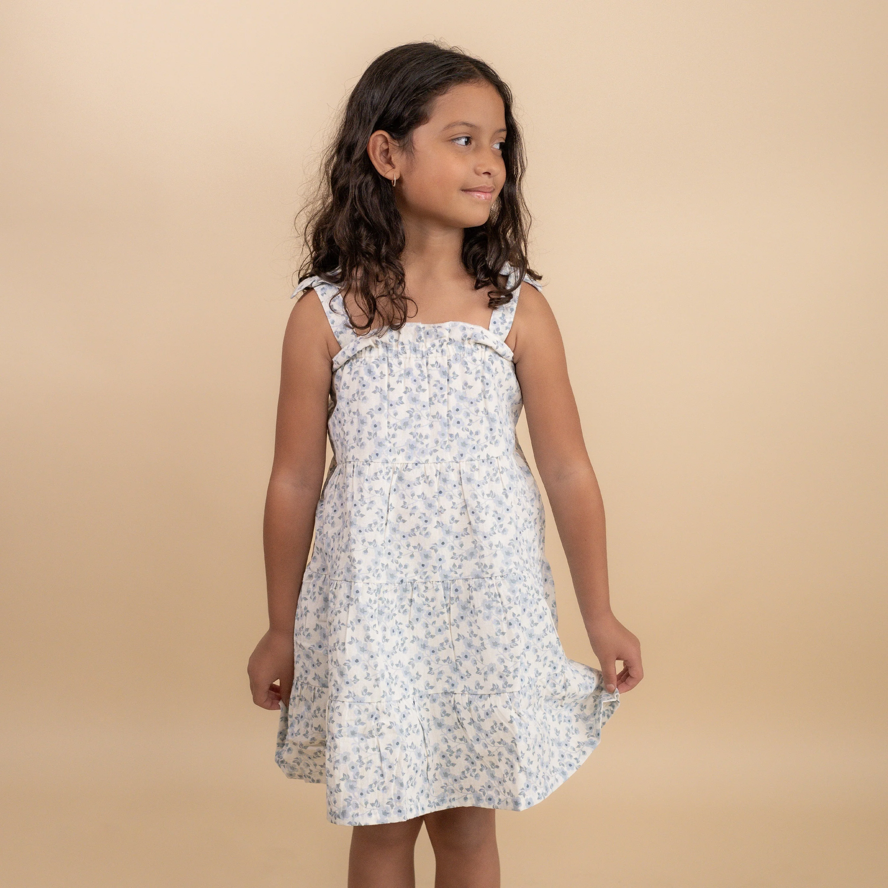 Organic Tiered Dress - Blue Vines - Image 3