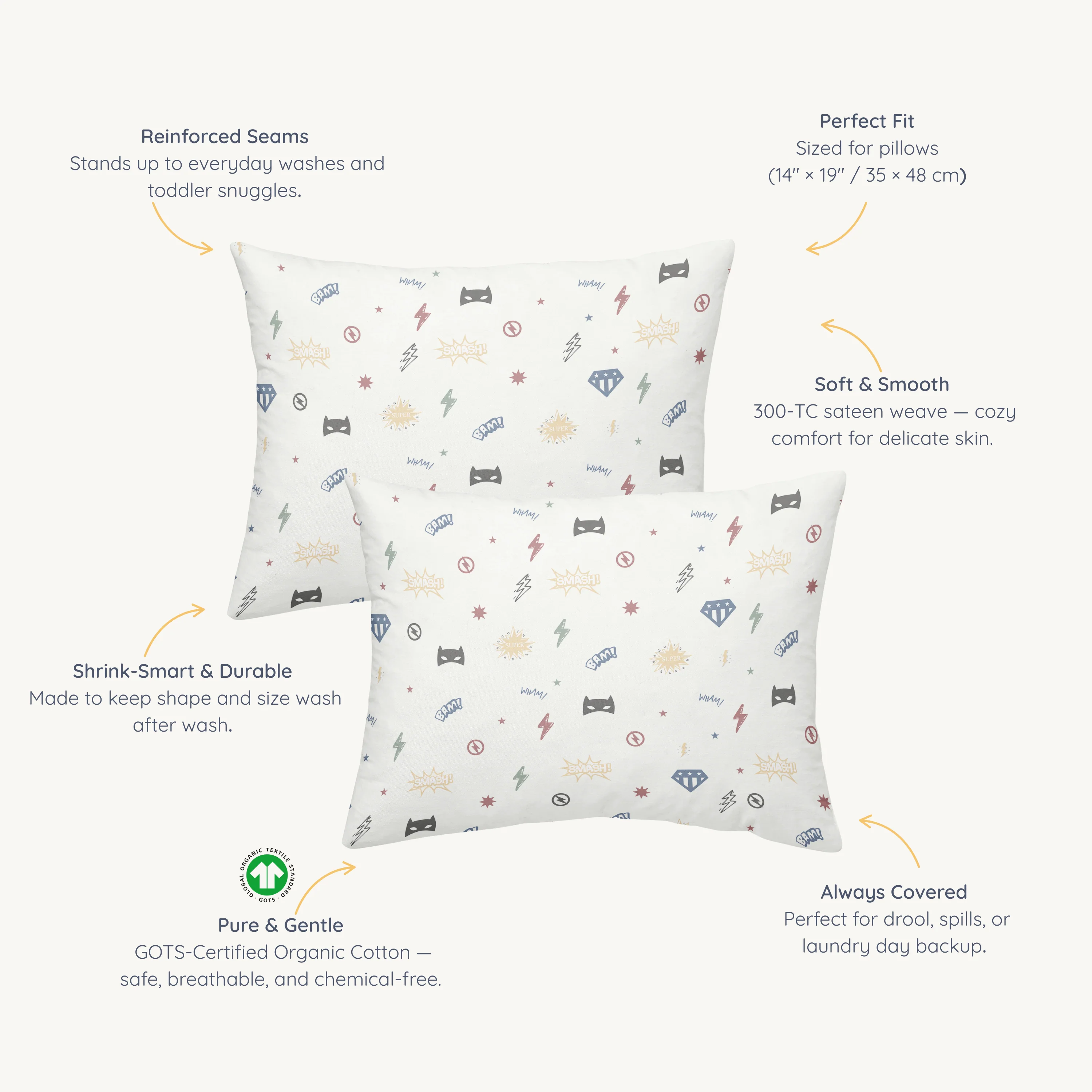 Organic Toddler Pillowcase - Mighty Heros - Image 5