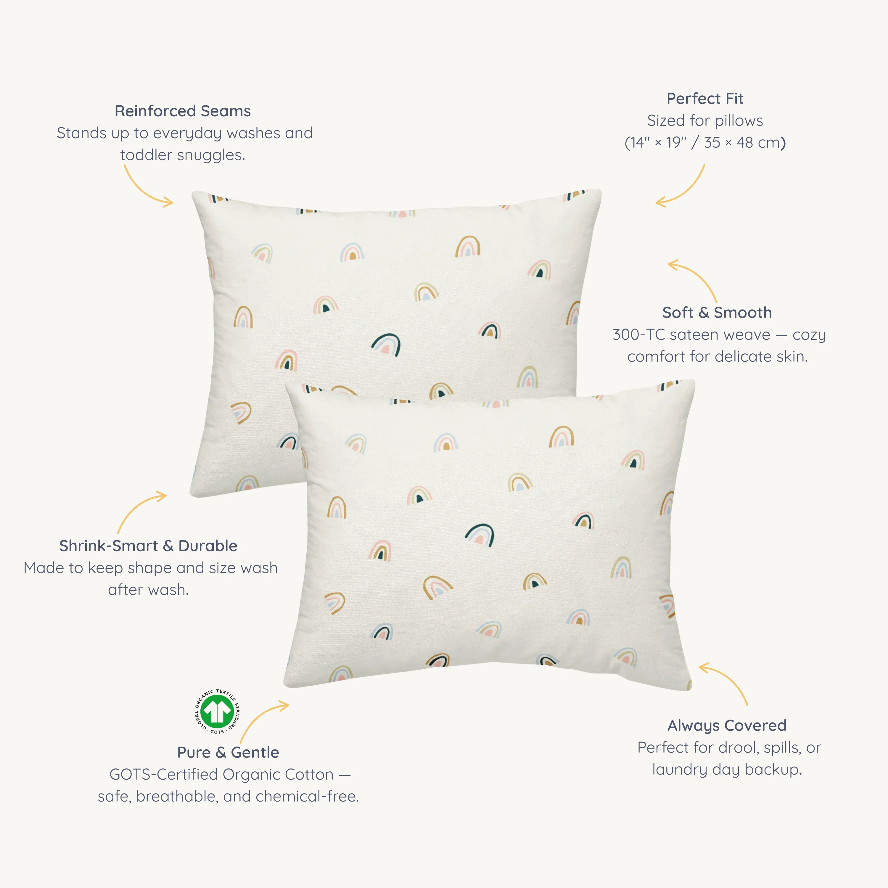 Organic Toddler Pillowcase - Rainbow - Image 6