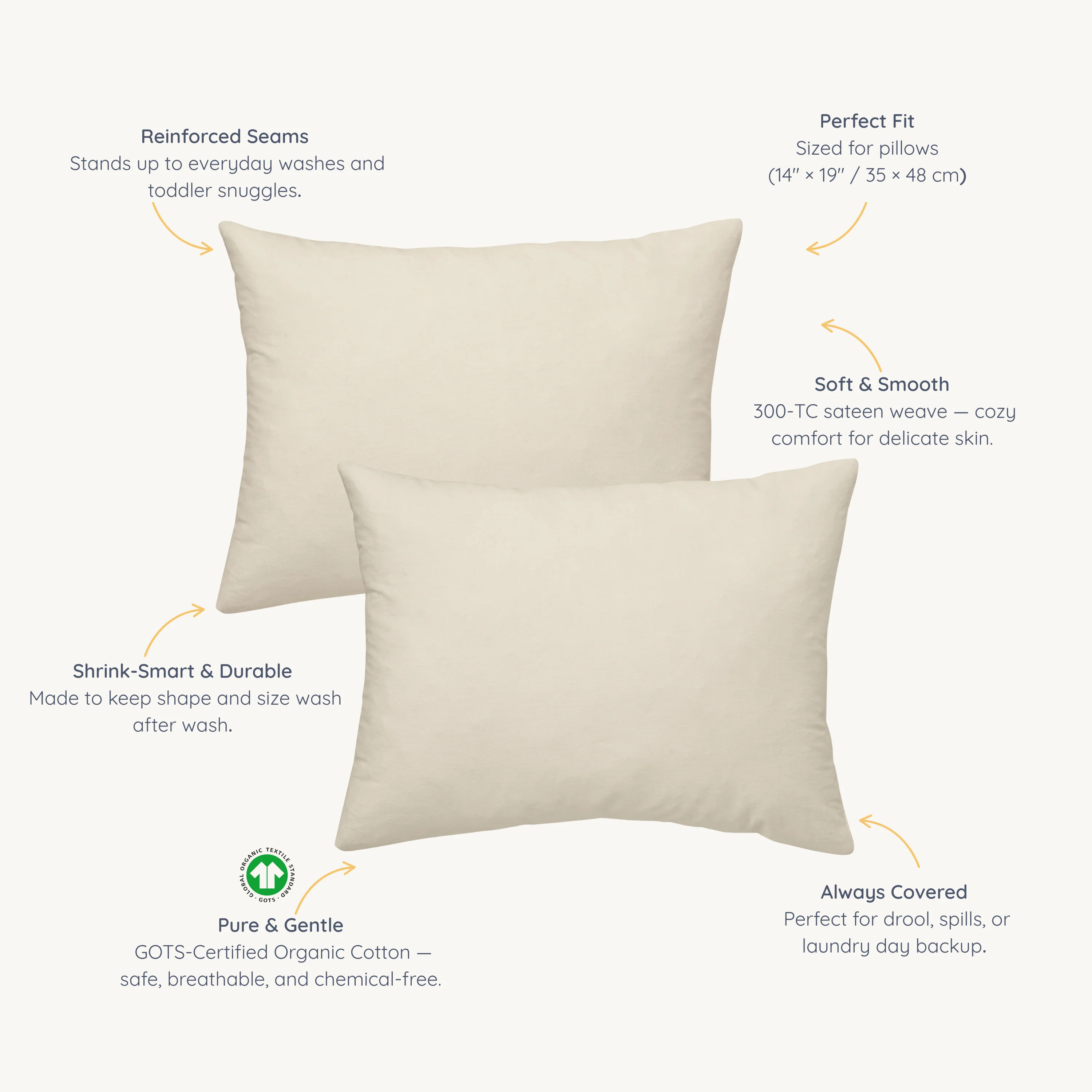Organic Toddler Pillowcase - Oat - Image 3
