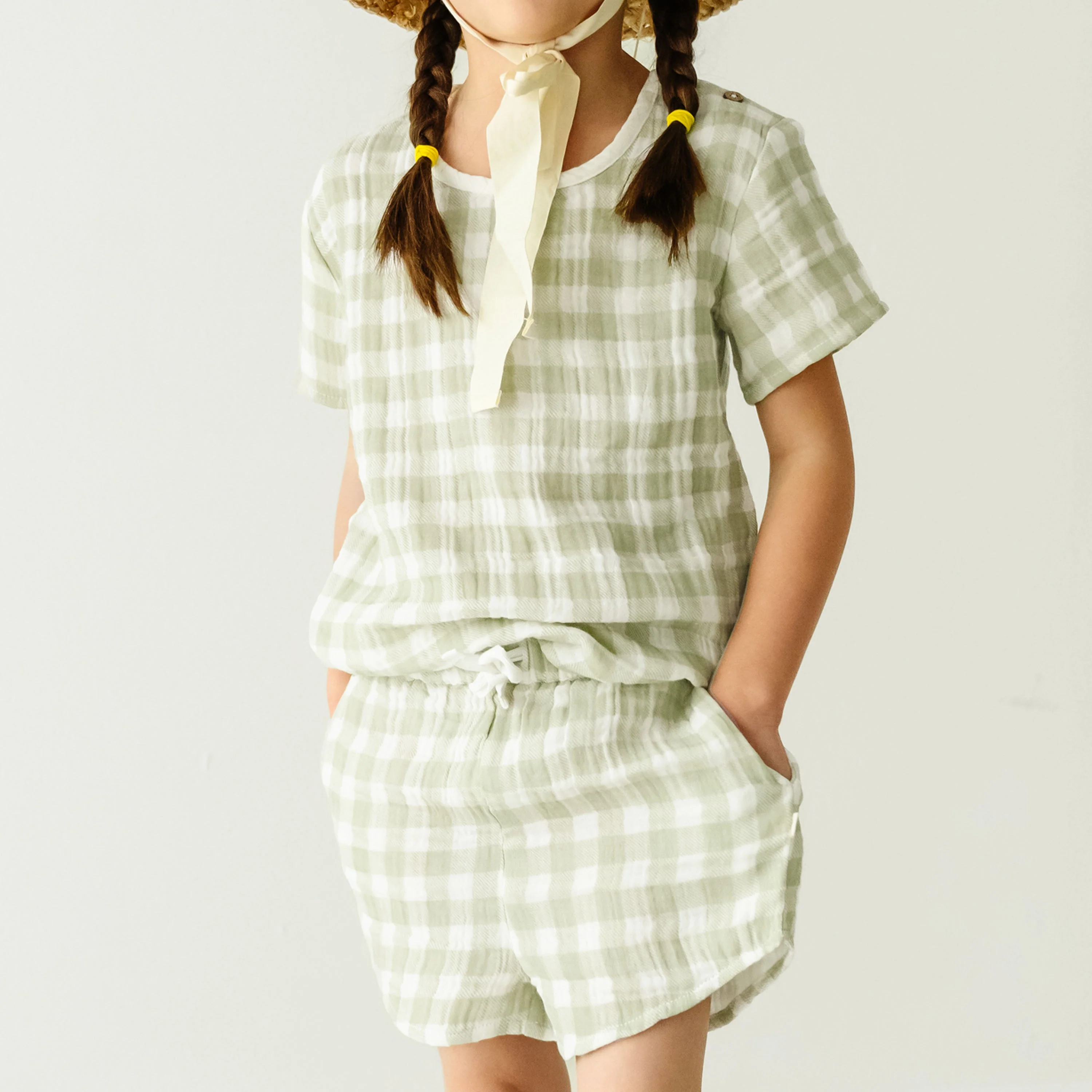 Organic Baby Toddler Top and Shorts Set - Gingham - Image 3