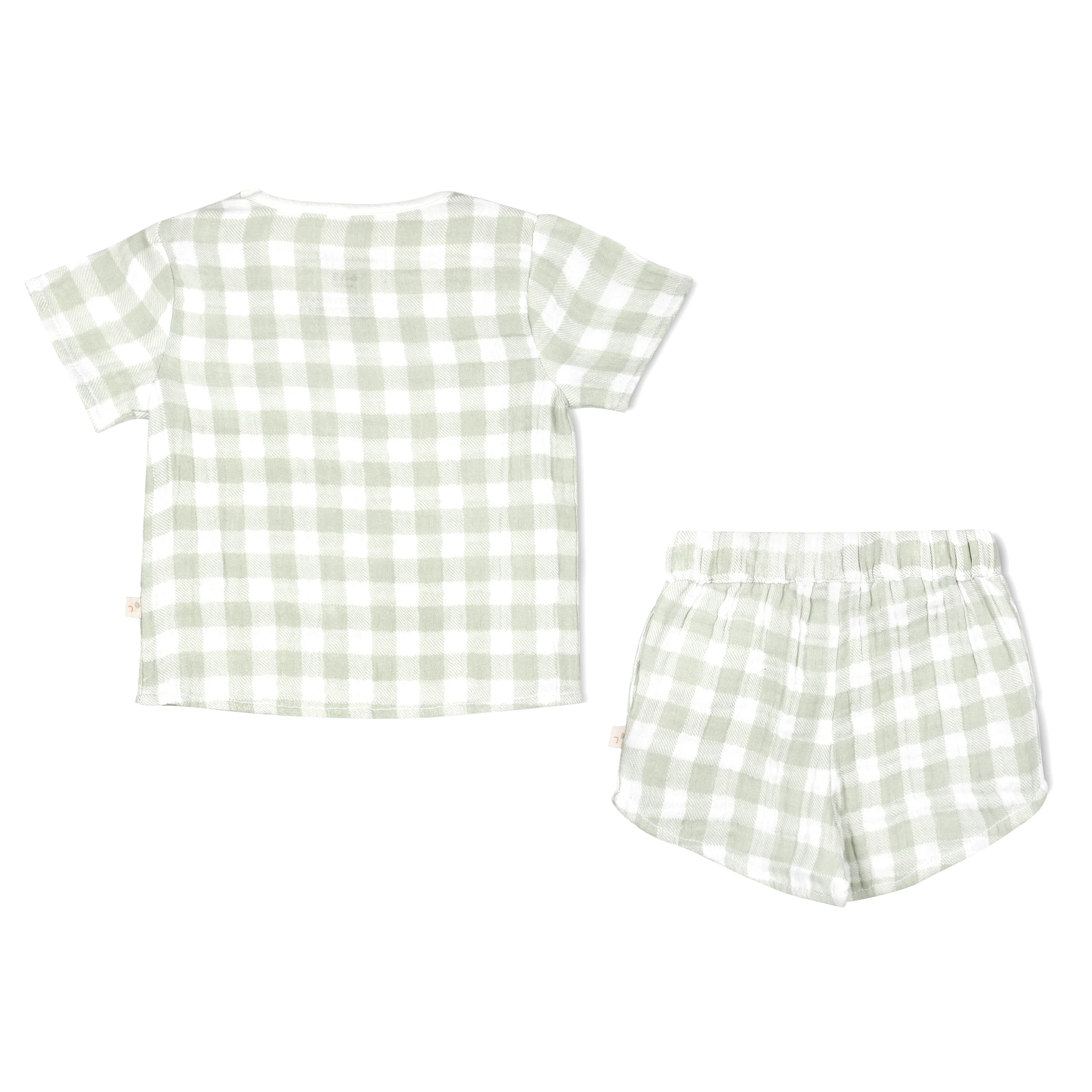 Organic Baby Toddler Top and Shorts Set - Gingham - Image 4