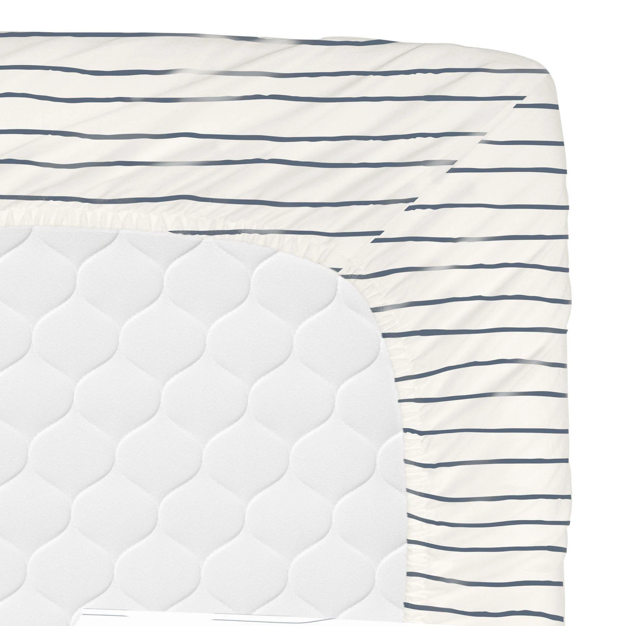Organic Cotton Sheet Set - Navy Blue Stripes - Image 10