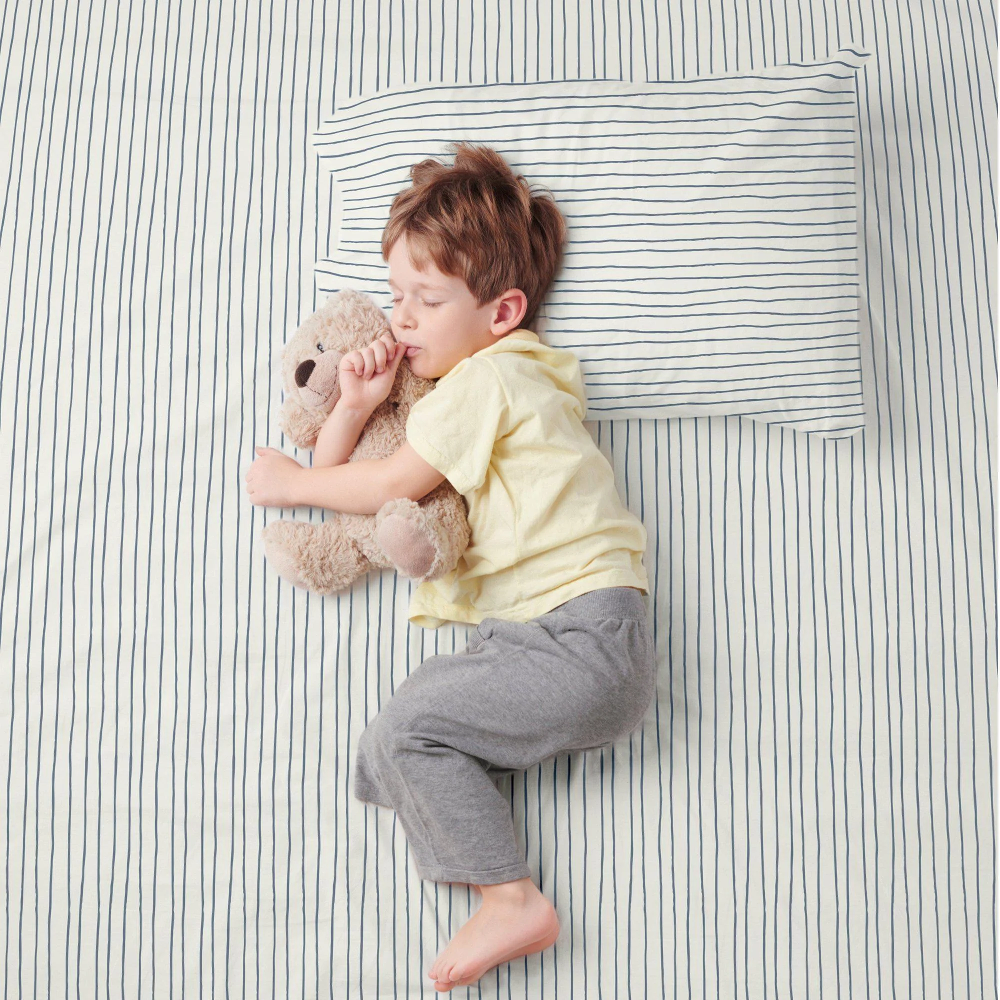 Organic Cotton Sheet Set - Navy Blue Stripes - Image 3