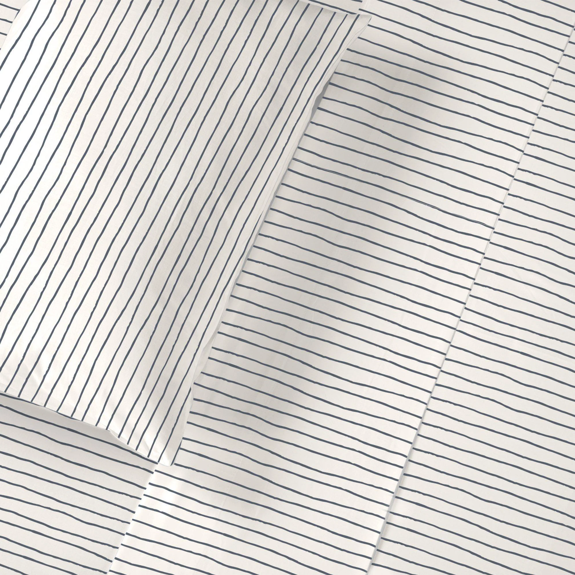 Organic Cotton Sheet Set - Navy Blue Stripes - Image 7