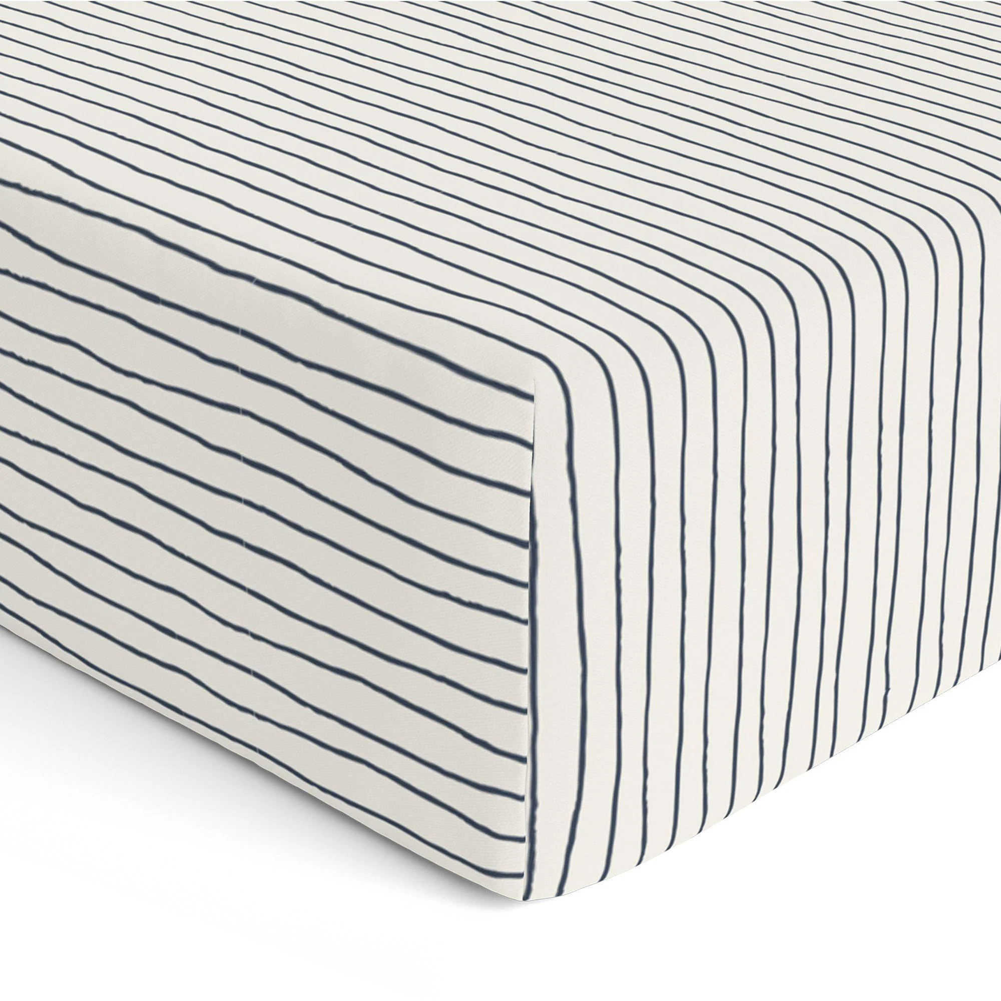 Organic Cotton Sheet Set - Navy Blue Stripes - Image 9