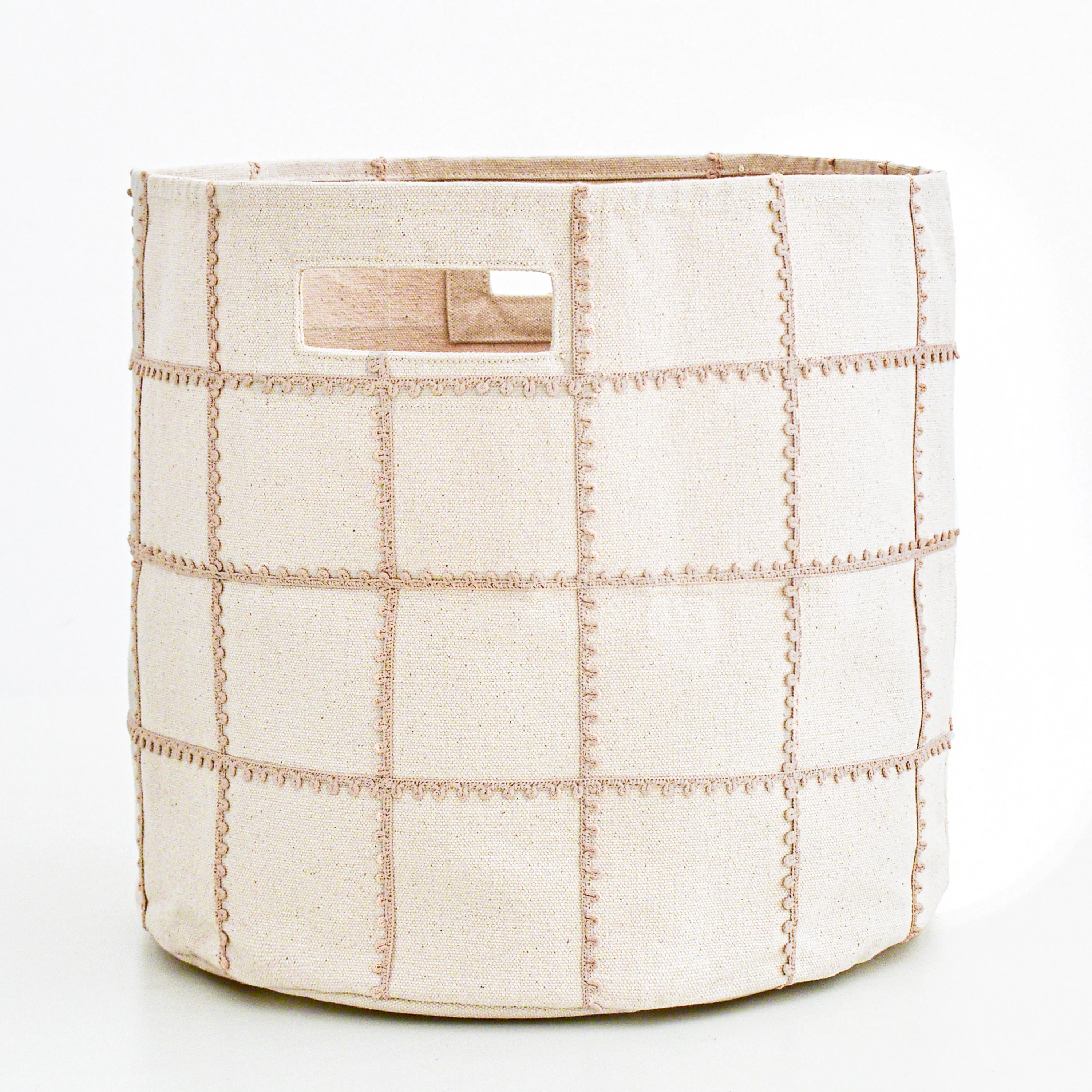 Handmade Canvas Storage Basket Lace - Pecan - Image 2